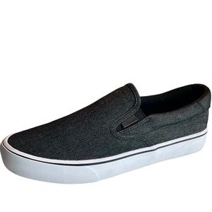 Lugz Mens Clipper Sneaker Black Slip On Denim‎ Shoes Size 9.5
